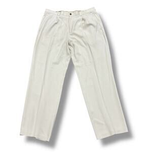 Pusser’s Men Beige 100% Silk Pleated Front Dress Pants Island Reserve Size 36x32